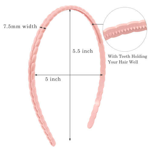 7mm Thin Headbands For Women, 12 Pcs Plastic Headband with Teeth Head Bands Comb