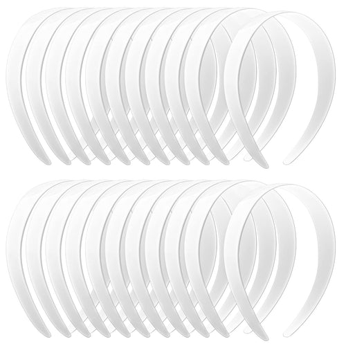 24 PCS White Plastic Headbands, 1 Inch Wide No Teeth Hair Bands for Girls & Wome