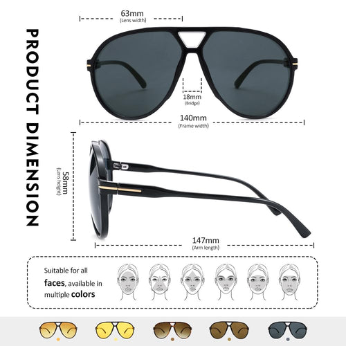 Aviator Sunglasses for Women Men, Retro Classic 70s Vintage Trendy Tan