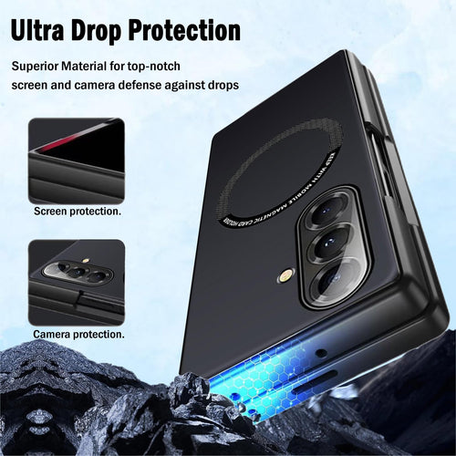 Samsung Galaxy Z Fold 7 Case Magnetic | MagSafe Compatible Slim Shockproof Protective Cover | Rugged Hybrid PC Bumper Shell Black