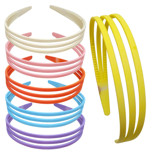 6pcs Colorful Plastic Headbands Set for Girls Women, thin Hairband with inner te