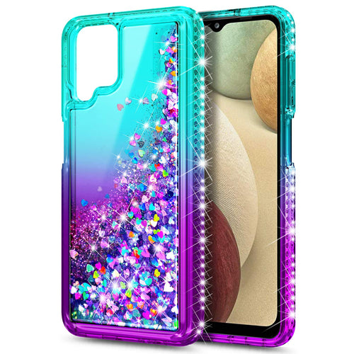 Compatible with Samsung Galaxy A42-5G Phone Case, Aqua/Purple | Sparkly Glitter