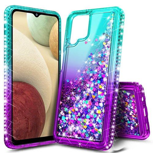 Compatible with Samsung Galaxy A42-5G Phone Case, Aqua/Purple | Sparkly Glitter