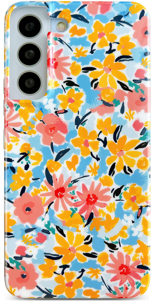 for Galaxy S21 Case(6.2-inches) - Cute Garden Flower Shiny Design for Women,Soft