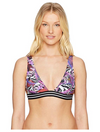 Guess Womens  Butterfly Print Triangle Bikini Top, Size Large