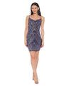 Bebe Womens Spaghetii Strap Glitter Slinky Dress - Gunmetal, Large