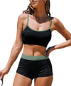 Cupshe Womens Midnight Rib U-Neck Bikini Bralette and Standard Bottoms Set - Small