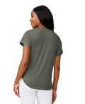 Cable and Gauge Womens Shirred Detail Short Sleeve Top, Medium