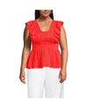 Lands End Plus Size Lightweight Jersey Ruffle Peplum Top, size 2x