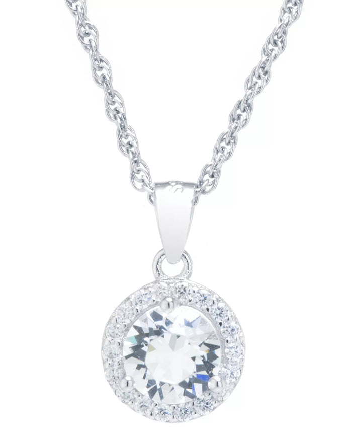 Giani Bernini Crystal and Cubic Zirconia Halo 18in Pendant Necklace