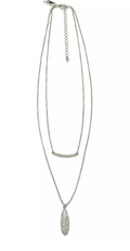 Inc Silver-Tone Crystal Bar and Drop Layered Pendant Necklace