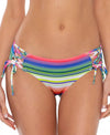 Becca Santa Catarina Striped Lace-Up Bikini Bottoms, Size Small
