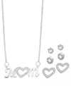 Rh Macys Plated Cubic Zirconia Mom Heart Necklace With Three Piece Earring Se