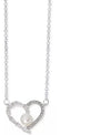 Rh Macy Cubic Zirconia and Imitation Pearl Heart Pendant Necklace