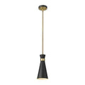 Z-Lite Soriano Matte Black and Heritage Brass One-Light Mini Pendant