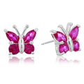 Amazon Collection Sterling Silver Gemstone Butterfly Stud Earrings