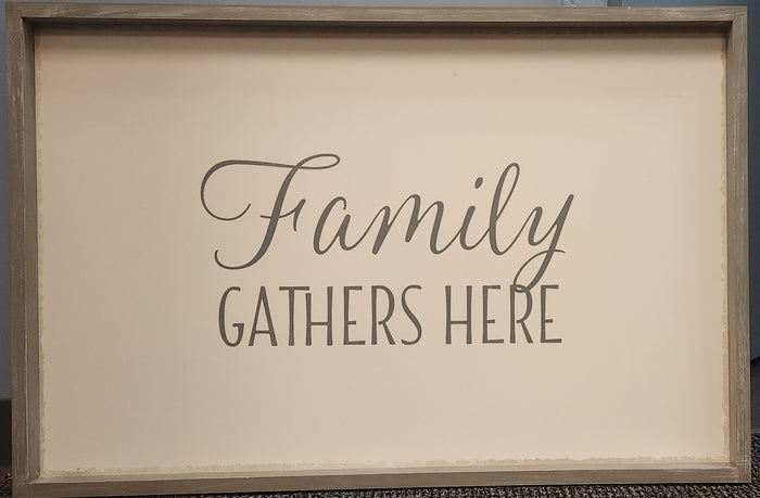 Quill to Paper Family Gathers Here Framed Wall Art, 24x36