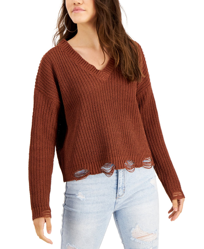 Planet Gold Juniors Deconstructed Chenille Sweater