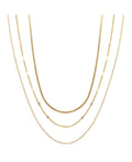 Unwritten 14K Gold Flash Plated 3-Pieces Layered Chain Necklace Set