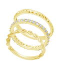And Now This Triple Stack Cubic Zirconia Ring, Gold Plate, Size 8