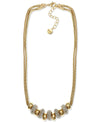Alfani Gold-Tone Pave Beaded Double Chain Statement Necklace, 17 + 2 Extender