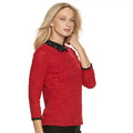 Elle Womens Collared 3/4-Sleeve Top, Size Medium
