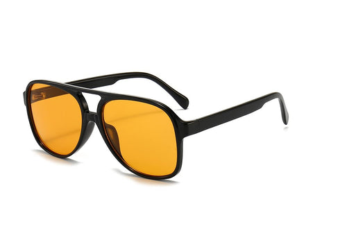 Aviator Sunglasses for Women Men 70s Glasses Retro Oversized Yellow Lens