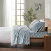 True North by Sleep Philosophy Cozy Flannel Twin Sheet Set in Blue Geo - Olliix