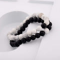 CNLQ Long Distance Bracelets For Lovers Couples Matching Gift Matte Agate 8mm Be