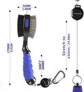 2 Pack Golf Club Brushes and Groove Cleaner 2 ft Retractable Zipline Carabiner O