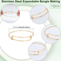 12Pcs Gold Expandable Bangle Adjustable Wire Bracelets Stainless Steel Blank Met