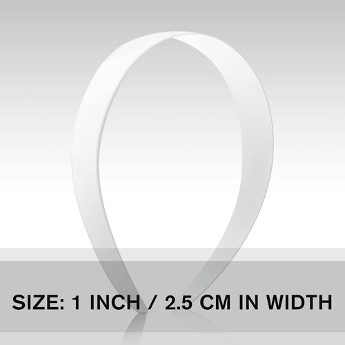 24 PCS White Plastic Headbands, 1 Inch Wide No Teeth Hair Bands for Girls & Wome