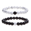 CNLQ Long Distance Bracelets For Lovers Couples Matching Gift Matte Agate 8mm Be