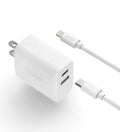 Charger For Iphone And Ipad, Usb C And Usb Dual Wall Charger Set With Type-C Lig