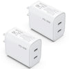 Usb C Charger Block, Igenjun Dual Usb-C Port Power Adapter - Phone Charger With