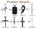 8 Pcs Necklace for Men, Mens Necklaces Jewelry Set, Black and Silver Stainless S
