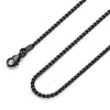 Mens Womens 2mm Stainless Steel Black Rolo Cable Chain Necklace (24 Inch)