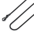 Mens Womens 2mm Stainless Steel Black Rolo Cable Chain Necklace (24 Inch)