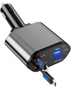 Retractable Car Charger with USB-C and USB-A - Fast Charging for iPhone 16 15 14 and Samsung