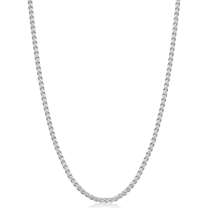 Silver Tone Wheat Chain Necklace for Men, 2.5mm Mens Chain Necklaces, Stainless