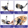 2 Pack Golf Club Brushes and Groove Cleaner 2 ft Retractable Zipline Carabiner O