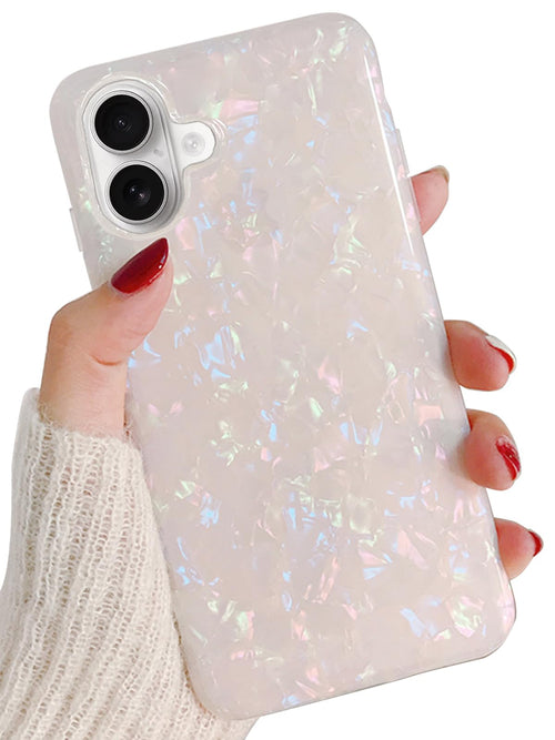 with iPhone 16 Case 6.1 inch,Sparkle Opal Glitter Translucent Clear S