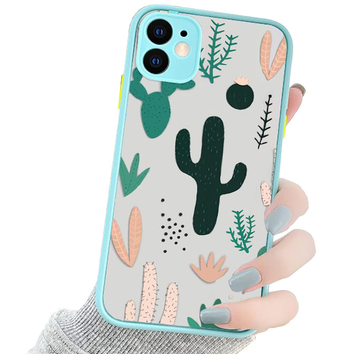 Compatible for iPhone 11 Case Clear Cactus Pattern, Cute Green iPhone 11 Case fo