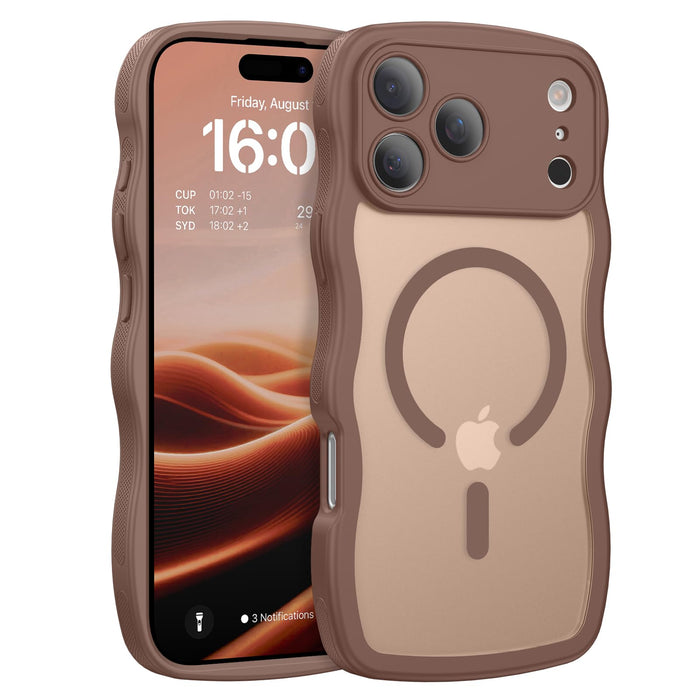 For Iphone 17 Pro Case, Cute Wavy Full Camera Protection [ Magsafe] Matte Anti-S