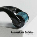 Roller 0.25mm — Titanium Microneedling Beauty Tool for Men & Women, Black/Blue