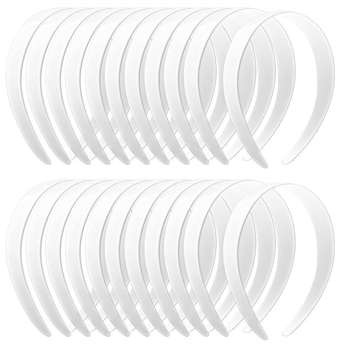 24 PCS White Plastic Headbands, 1 Inch Wide No Teeth Hair Bands for Girls & Wome