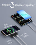 Magsafe Battery Pack, Foldable 10000Mah Magnetic Power Bank With Usb-C Cable Led