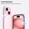 15 Case 6.1, Slim Liquid Silicone 3 Layers Full Covered Soft Gel Rubber Phone Ca
