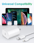Charger I Phone, 20W Usb C Block With 6Ft Cable Ip 14/14 Pro/14 Plus/14 Pro Max/