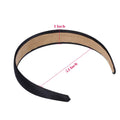 16 Pcs Satin Headbands Bulk 1 Inch Anti-slip Black Ribbon Hair Bands Plain Hard